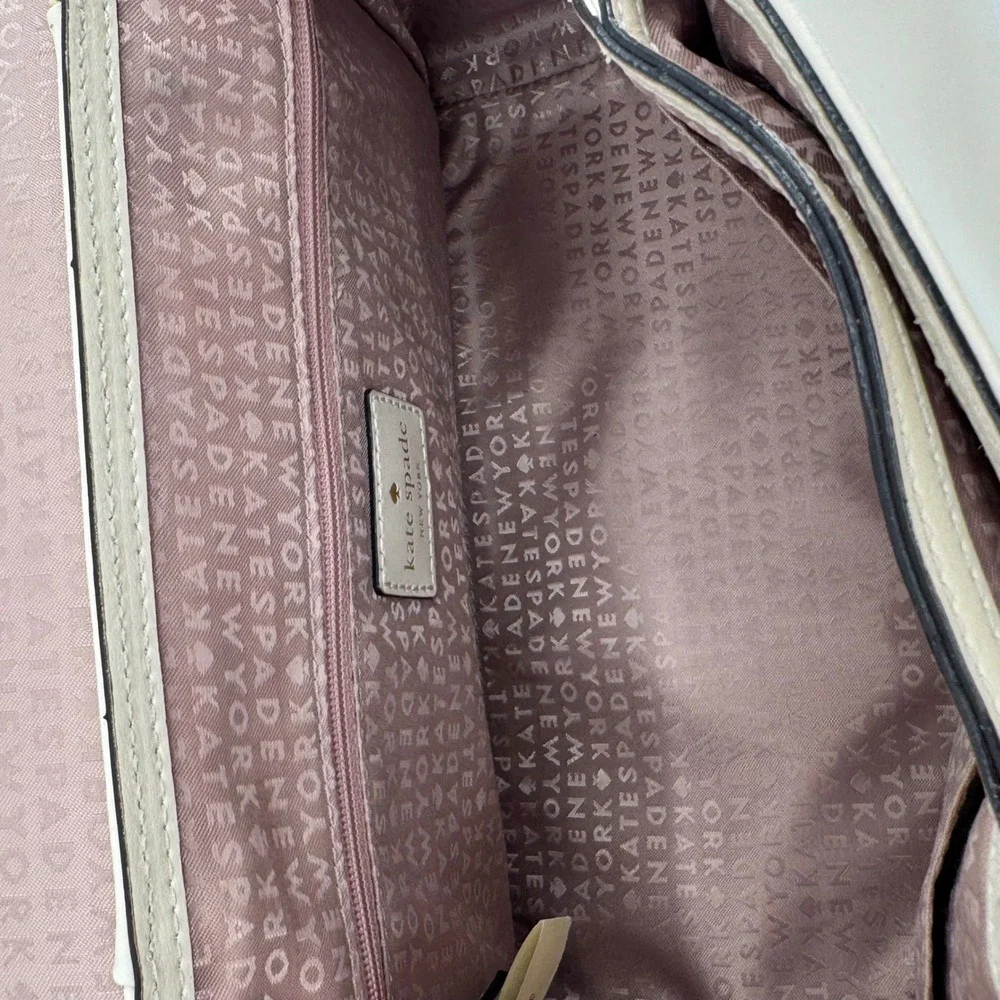 Kate Spade New York Camden Way Palermo Leather Satchel Handbag Beige Leather Bag